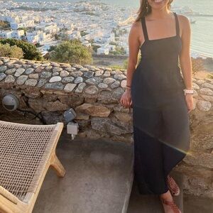 00 Navy Madewell Square neck Jumpsuit with Pockets Adjustable Straps Minimalist